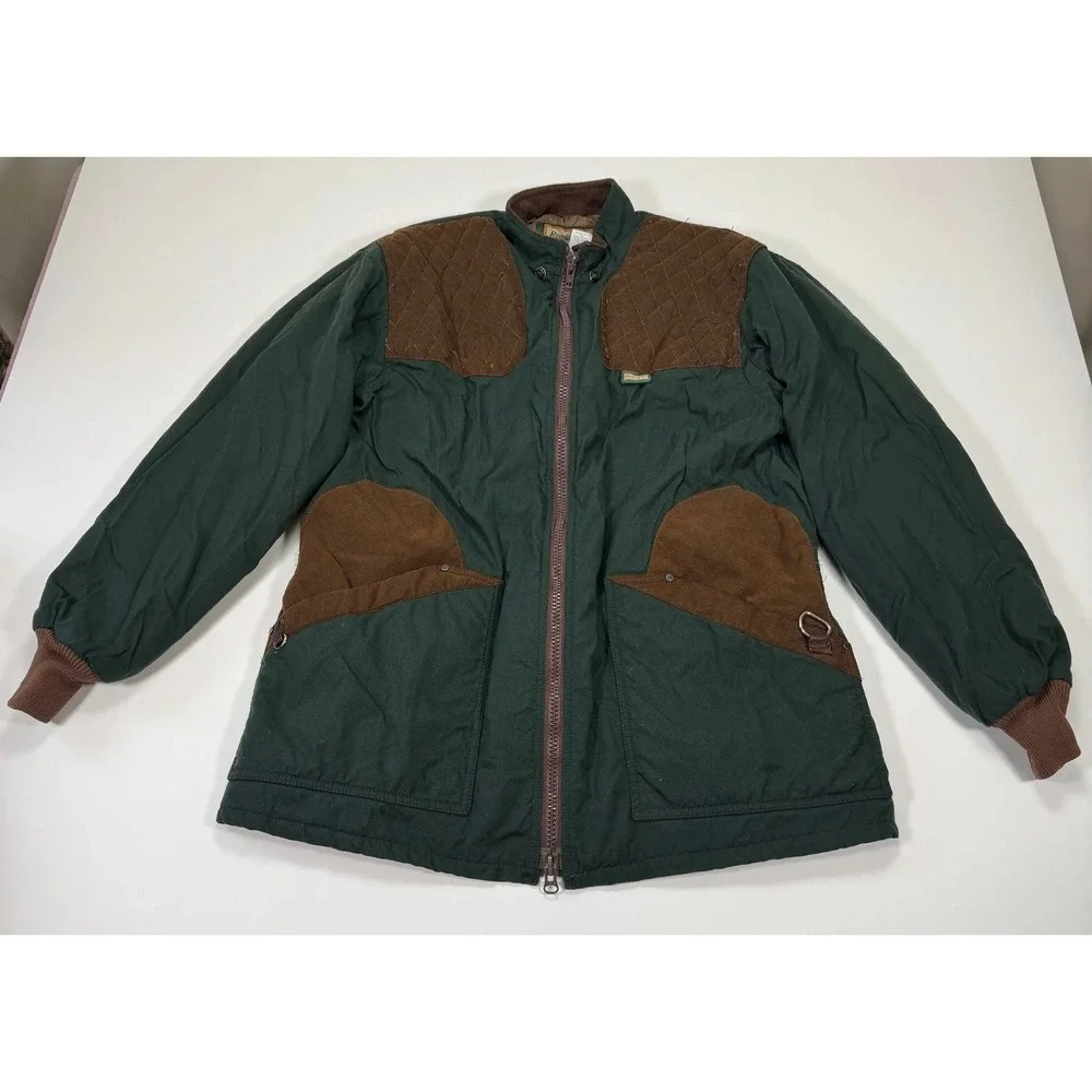 Vintage Remington Hunting Jacket Mens L Green Brown Quilted Shooting Field Coat